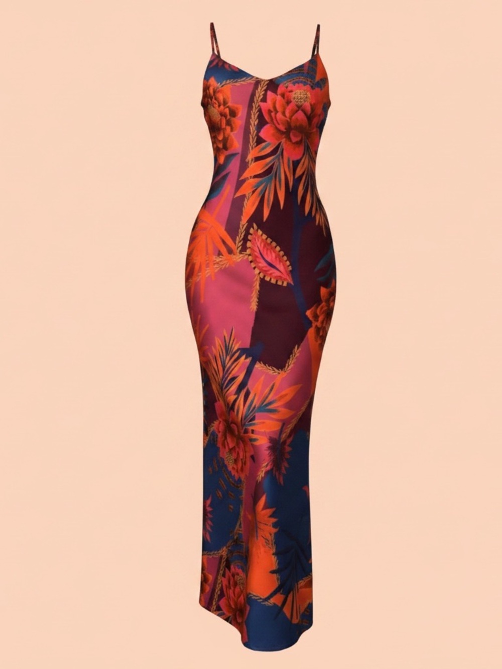 Joie Floral Slip Maxi Dress in Burgundy, Red and Orange